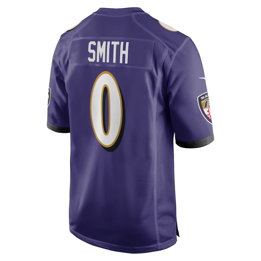 B.Ravens #0 Roquan Smith Purple MIKSHPS Team Game Jersey