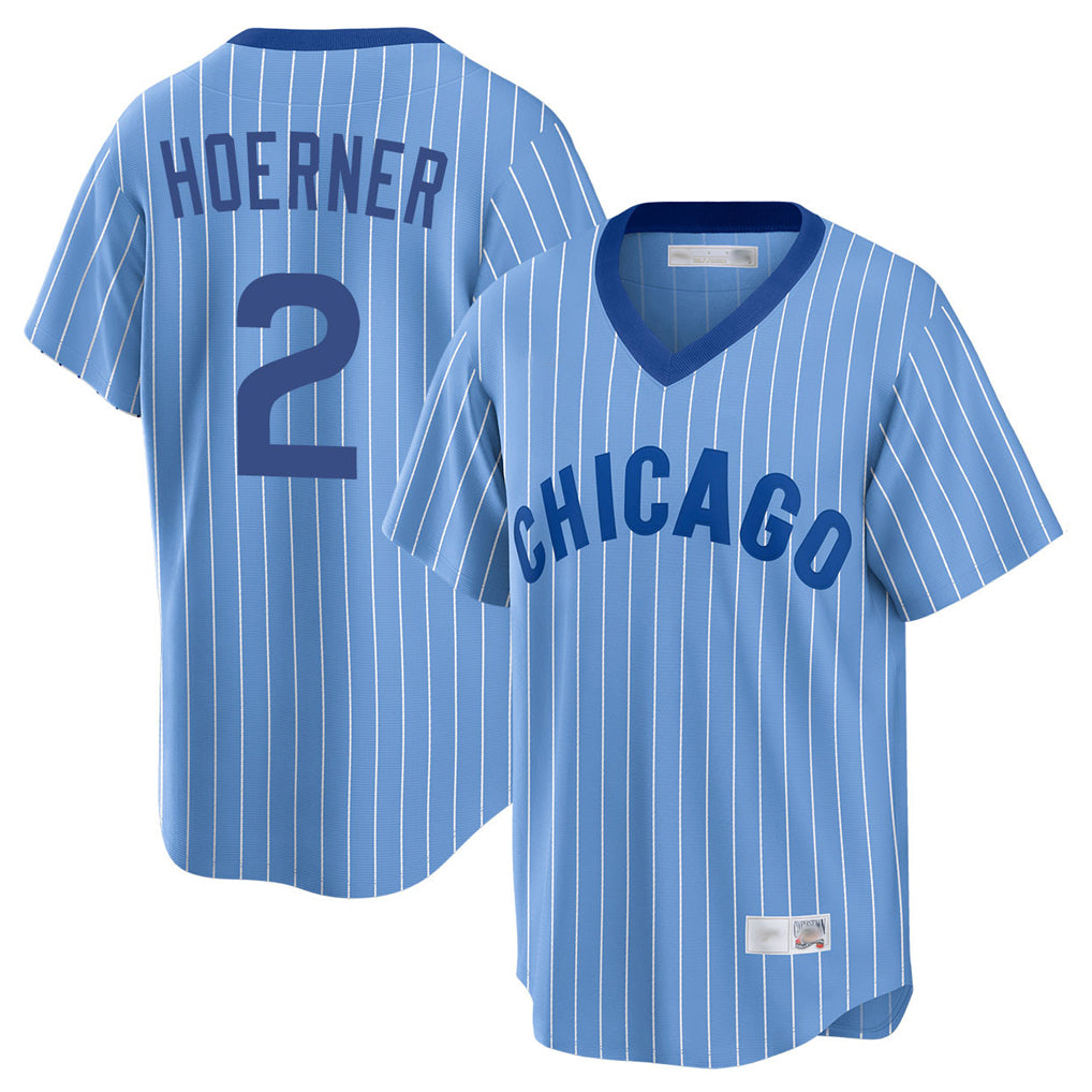 Chicago Cubs #2 Nico Hoerner Player Blue MIKSHPS T-shirt Cooperstown Collection Limited Stitched Jerseys