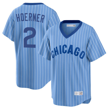 Chicago Cubs #2 Nico Hoerner Player Blue MIKSHPS T-shirt Cooperstown Collection Limited Stitched Jerseys