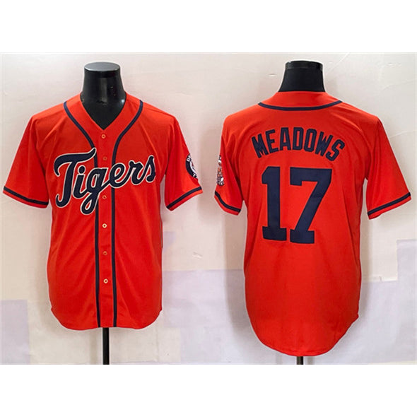Detroit Tigers #17 Parker Meadows Orange MIKSHPS With Patch Cool Base Stitched Jersey