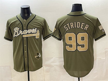 Atlanta Braves #99 Spencer Strider Olive MIKSHPS 2026 Armed Forces Day Stitched Jersey