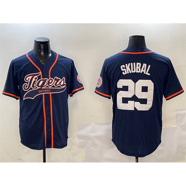 Detroit Tigers #29 Tarik Skubal Navy MIKSHPS With Patch Cool Base Stitched Jersey
