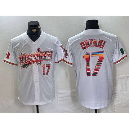 Los Angeles Dodgers #17 Shohei Ohtani White MIKSHPS Mexico Cool Base Stitched Jersey