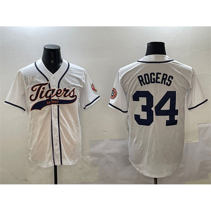 Detroit Tigers #34 Jake Rogers White MIKSHPS With Patch Cool Base Stitched Jersey