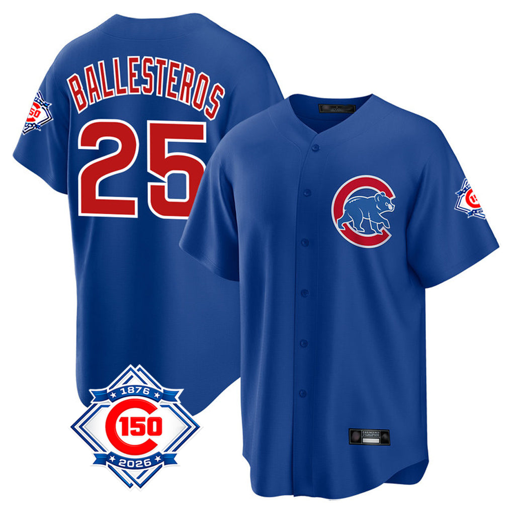 Chicago Cubs #25 Moises Ballesteros Player Royal MIKSHPS 150th Anniversary Home Game Stitched Jerseys