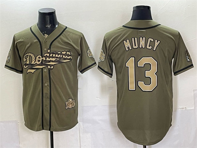 Los Angeles Dodgers #13 Max Muncy Olive MIKSHPS 2026 Armed Forces Day Stitched Jersey