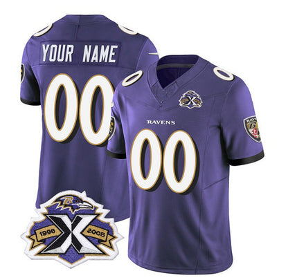 Custom B.Ravens Active Player Purple MIKSHPS 2023 F.U.S.E With Patch Throwback Vapor Limited Stitched Jersey
