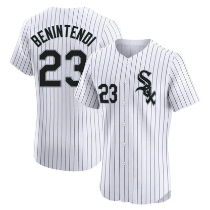 Chicago White Sox #23 Andrew Benintendi Player White MIKSHPS Stripe Limited Elite Home Stitched Jerseys