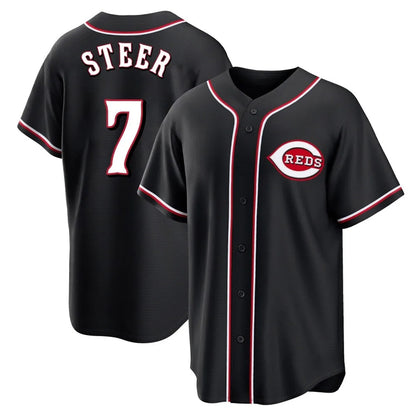 Cincinnati Reds #7 Spencer Steer Player Black MIKSHPS Fashion Out Home Game Stitched Jerseys