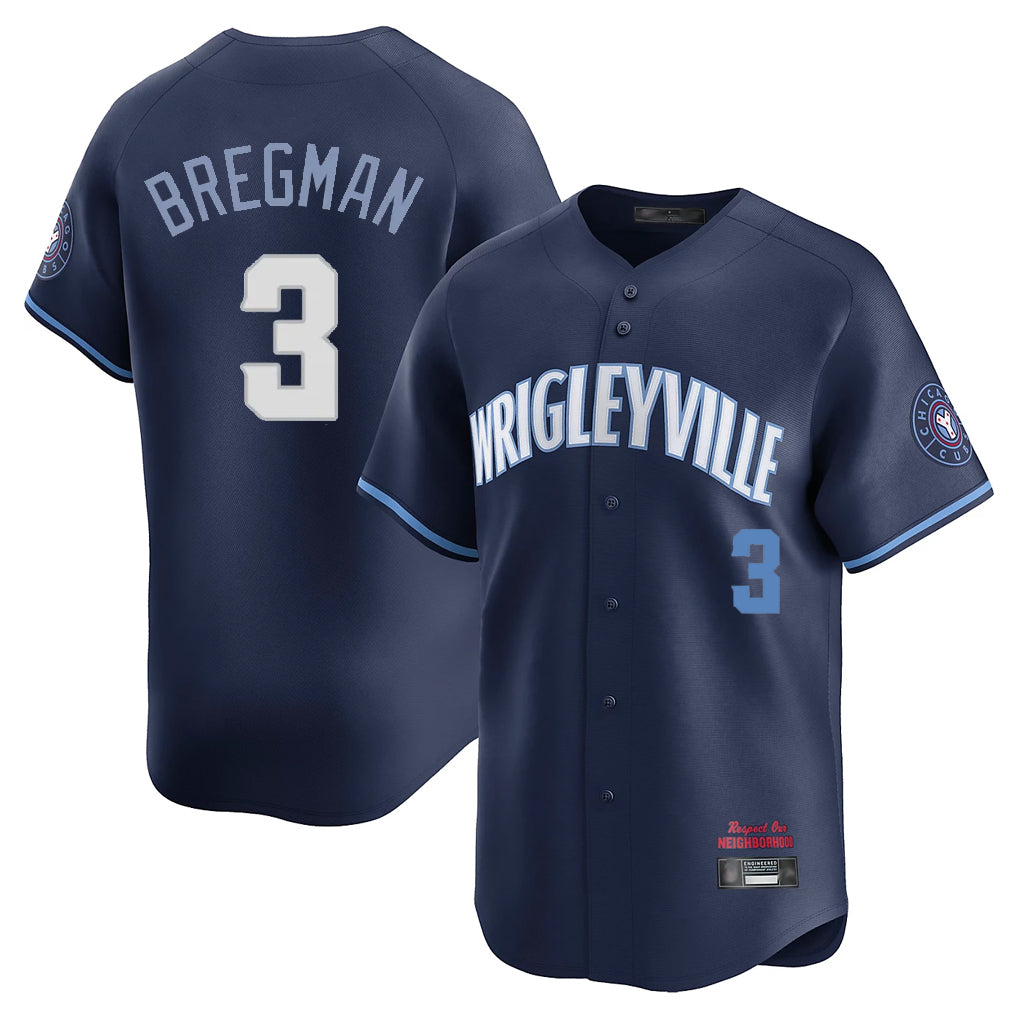 Chicago Cubs #3 Alex Bregman Player Navy MIKSHPS City Connect Limited Home Stitched Jerseys