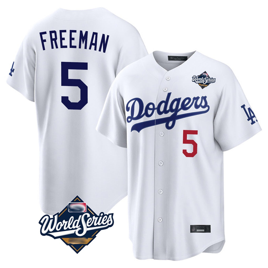 Los Angeles Dodgers #5 Freddie Freeman Player White MIKSHPS World Series Home Game Stitched Jerseys