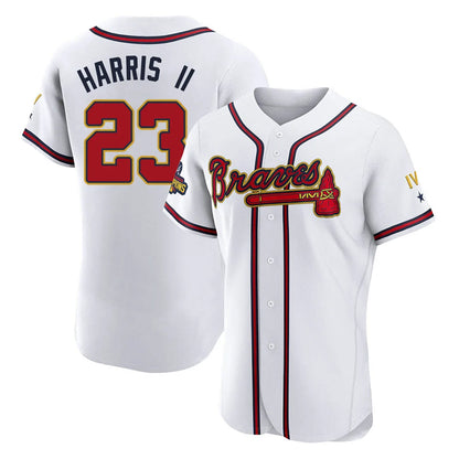 Atlanta Braves #23 Michael Harris II Player White Gold MIKSHPS Limited Elite Home Game Stitched Jerseys
