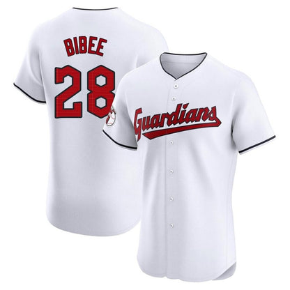 Cleveland Guardians #28 Tanner Bibee Player White MIKSHPS Limited Elite Home Stitched Jerseys