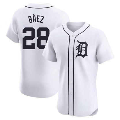 Detroit Tigers #28 Javier Baez Player White MIKSHPS Limited Elite Home Stitched Jerseys