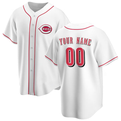 Custom Cincinnati Reds White MIKSHPS Home Replica Jersey