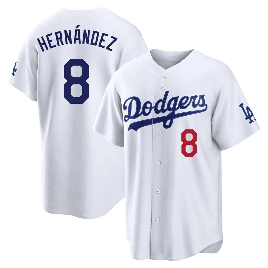 Los Angeles Dodgers #8 Enrique Hern¨¢ndez Player White MIKSHPS Home Game Stitched Jerseys