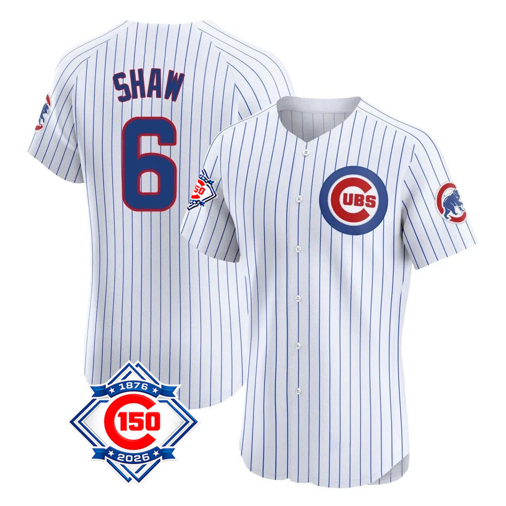 Chicago Cubs #6 Matt Shaw Player White MIKSHPS 150th Anniversary Limited Elite Home Game Stitched Jerseys