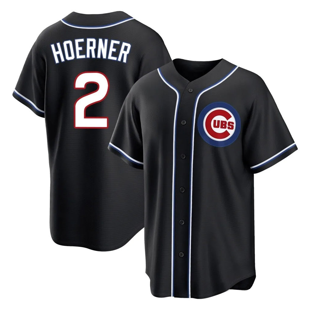 Chicago Cubs #2 Nico Hoerner Player Black MIKSHPS Fashion Out Game Stitched Jerseys