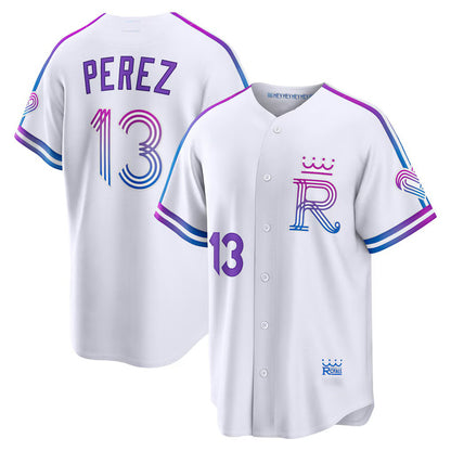 Kansas City Royals #13 Salvador Perez White MIKSHPS 2026 City Connect Stadium Jersey
