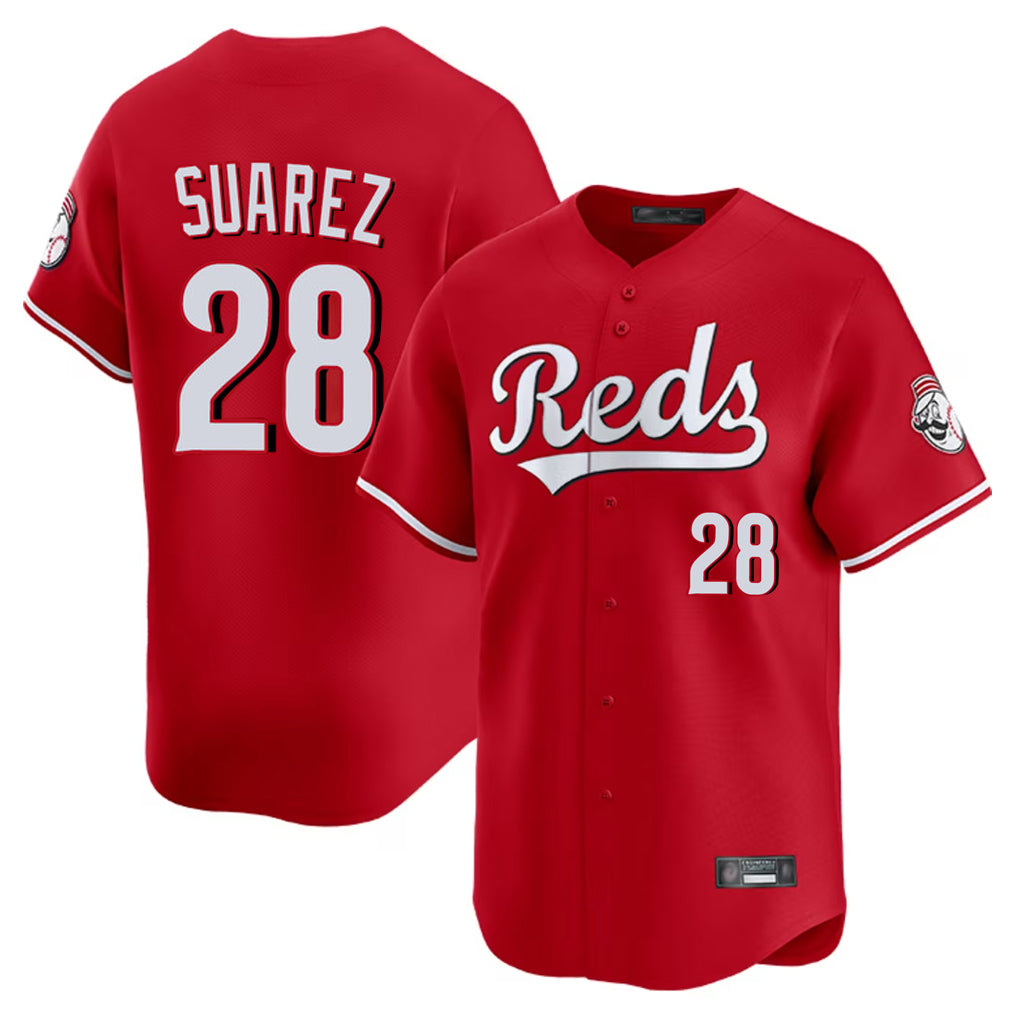 Cincinnati Reds #28 Eugenio Su¨¢rez Player Red MIKSHPS Home Limited Stitched Jerseys