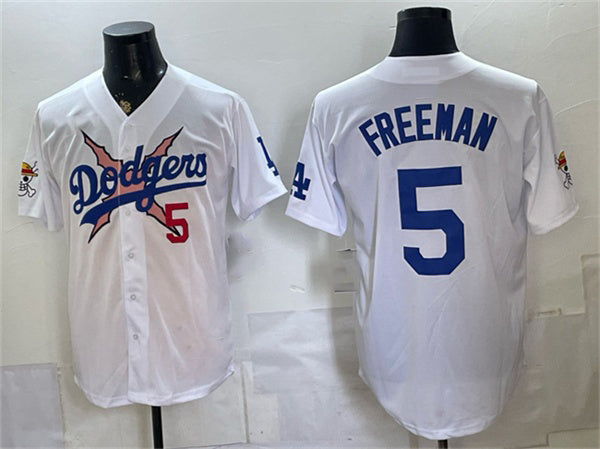 Los Angeles Dodgers x One Piece #5 Freddie Freeman White MIKSHPS Vapor Premier Limited Stitched Jersey