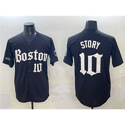 Boston Red Sox #10 Trevor Story Black MIKSHPS Gothic Vapor Limited Stitched Jersey