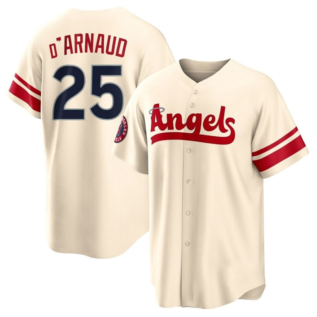 Los Angeles Angels #25 Travis d'Arnaud Player Cream MIKSHPS City Connect Home Stitched Jerseys