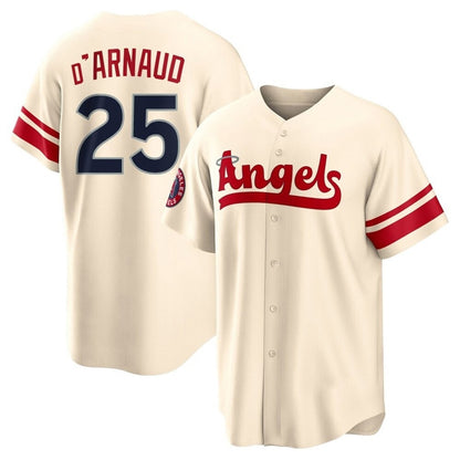 Los Angeles Angels #25 Travis d'Arnaud Player Cream MIKSHPS City Connect Home Stitched Jerseys