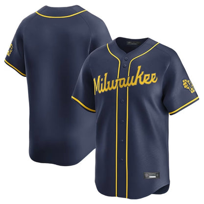 Milwaukee Brewers Blank Player Navy MIKSHPS Home Limited Stitched Jerseys