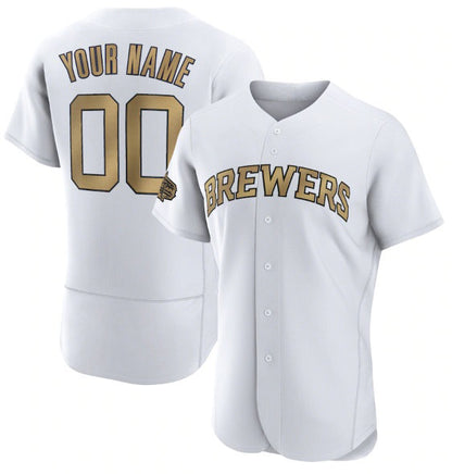 Custom Milwaukee Brewers Active Player White MIKSHPS 2022 All-Star Flex Base Stitched Jersey 2
