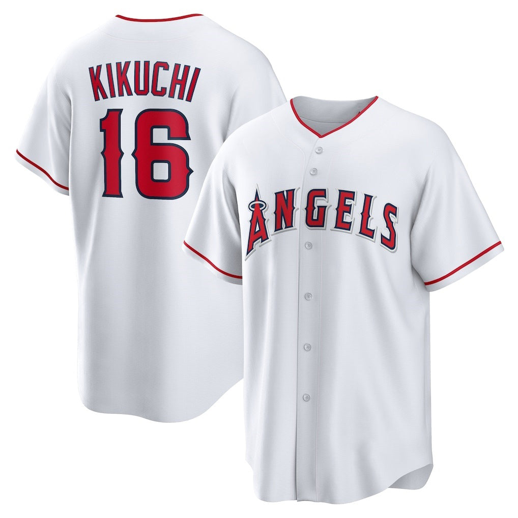 Los Angeles Angels #16 Yusei Kikuchi White MIKSHPS Home Replica Jersey