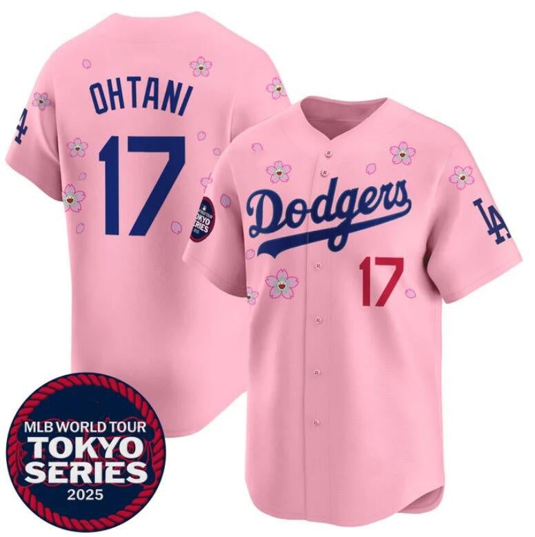 Los Angeles Dodgers #17 Shohei Ohtani Pink MIKSHPS 2025 Tokyo Series Limited Stitched Jersey