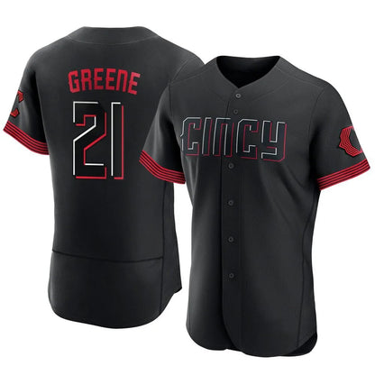 Cincinnati Reds #21 Hunter Greene Player Black MIKSHPS City Connect Limited Elite Home Stitched Jerseys