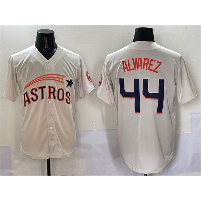 Houston Astros #44 Yordan Alvarez Cream MIKSHPS Throwback Cooperstown Collection Limited Stitched Jersey