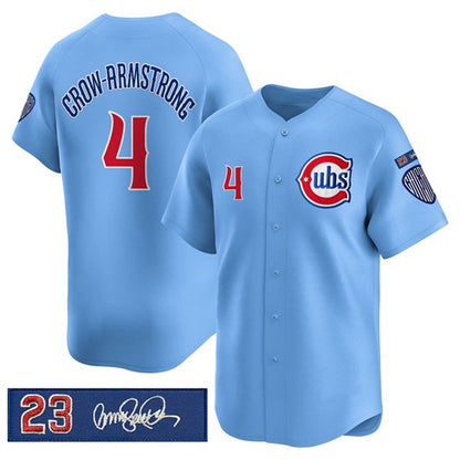 Chicago Cubs #4 Pete Crow-Armstrong Blue MIKSHPS 'Ryne Sandberg Tribute' Vapor Limited V3 Stitched Jersey