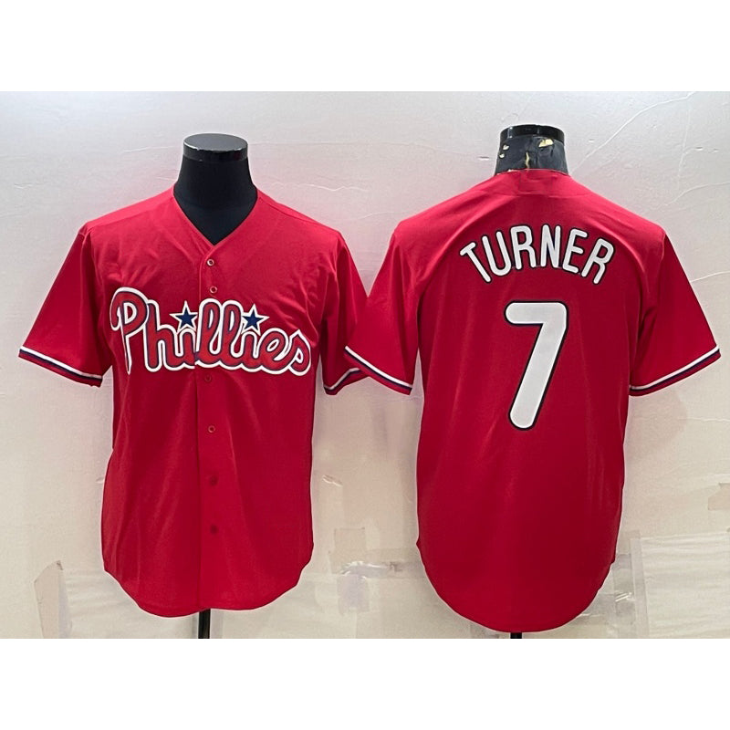 Philadelphia Phillies #7 Trea Turner Red MIKSHPS Cool Base Stitched Jersey
