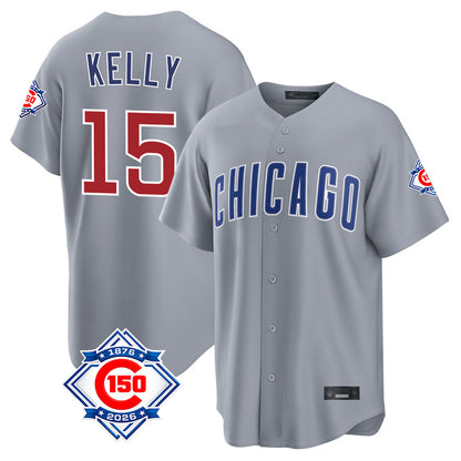 Chicago Cubs #15 Carson Kelly Player Gray MIKSHPS 150th Anniversary Home Game Stitched Jerseys