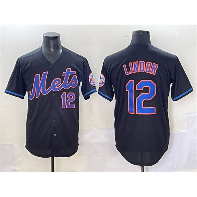 New York Mets #12 Francisco Lindor Black MIKSHPS Alternate Limited Stitched Jersey