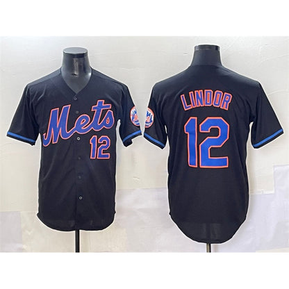 New York Mets #12 Francisco Lindor Black MIKSHPS Alternate Limited Stitched Jersey