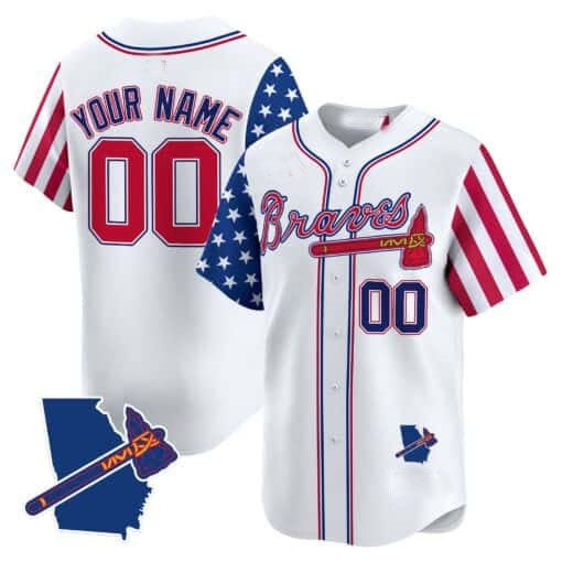 Custom Atlanta Braves White MIKSHPS 2024 Independence Day Vapor Premier Limited Jersey V2 ¨C All Stitched