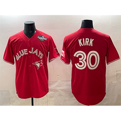 Toronto Blue Jays #30 Alejandro Kirk Red MIKSHPS 2025 World Series Cool Base Stitched Jersey