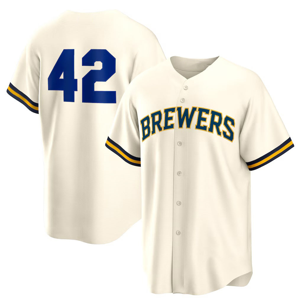 Milwaukee Brewers #42 Jackie Robinson Cream MIKSHPS Home 2025 Day Replica Jersey