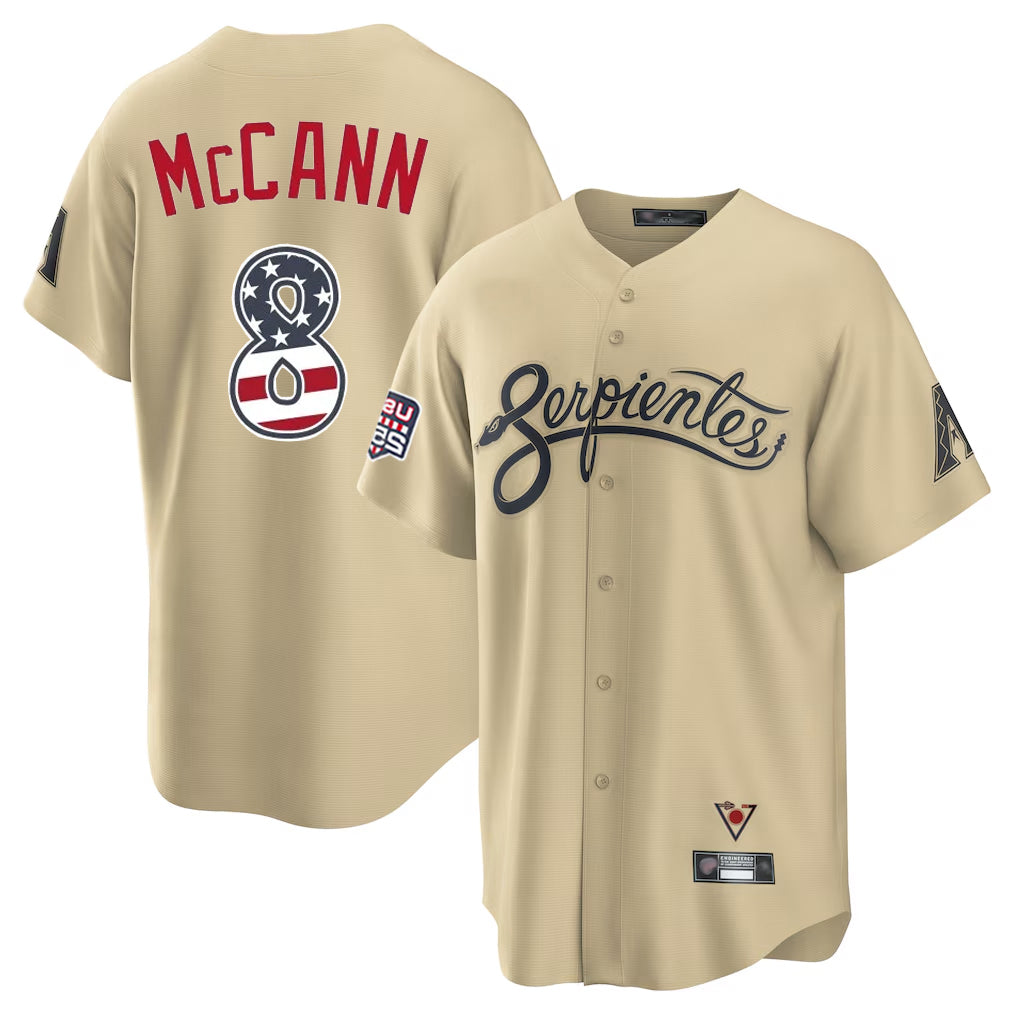 Arizona Diamondbacks #8 James McCann Player Tan MIKSHPS USA 250 Fourth of July Home Game Stitched Jerseys