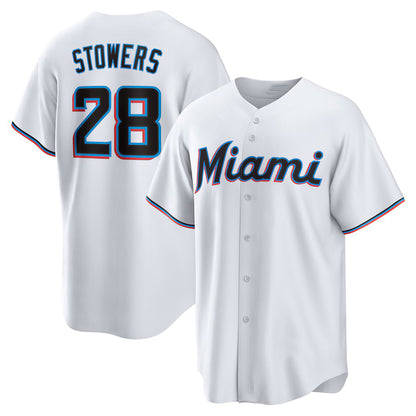 Miami Marlins #28 Kyle Stowers White MIKSHPS Home Replica Jersey
