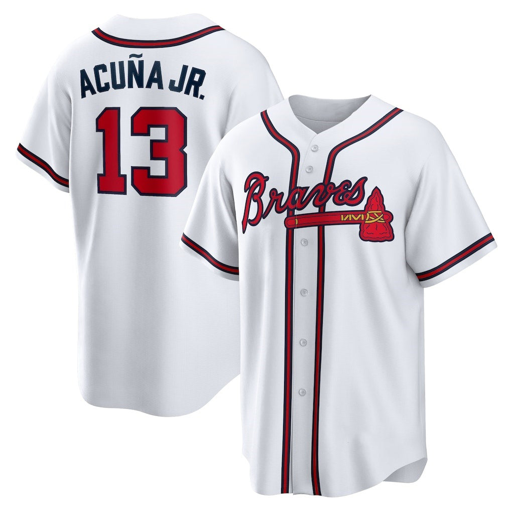 Atlanta Braves #13 Ronald Acuna Jr. White MIKSHPS Home Replica Player Name Jersey