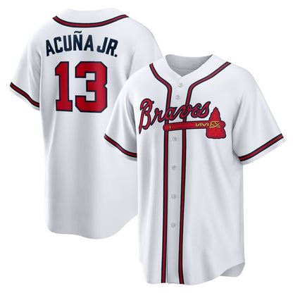 Atlanta Braves #13 Ronald Acuna Jr. White MIKSHPS Home Replica Player Name Jersey