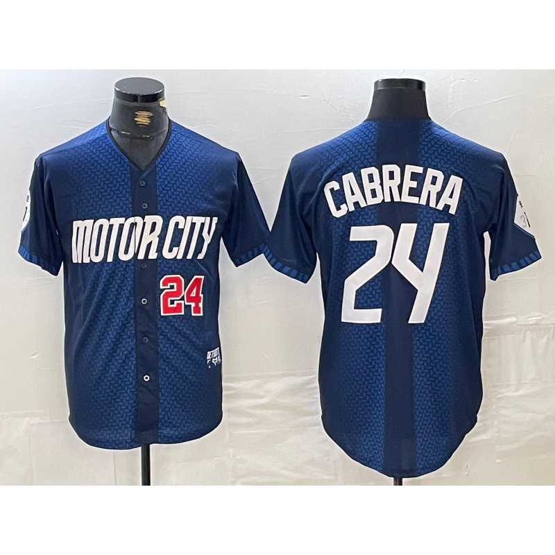 Detroit Tigers #24 Miguel Cabrera Number Navy MIKSHPS 2024 City Connect Cool Base Limited Stitched Jersey