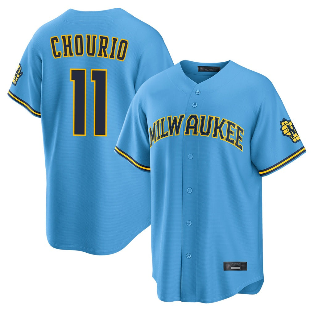 Milwaukee Brewers #11 Jackson Chourio Player Light Blue MIKSHPS Road Stadium Game Stitched Jerseys