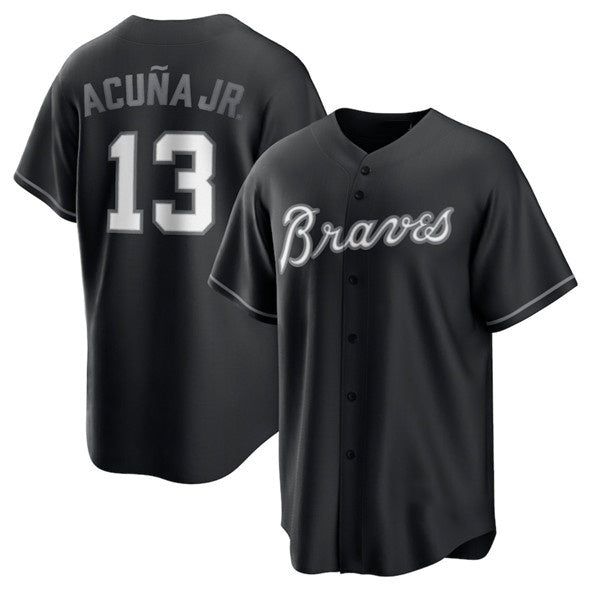 Atlanta Braves #13 Ronald Acuna Jr. Black MIKSHPS Lights Out Limited Stitched Jersey
