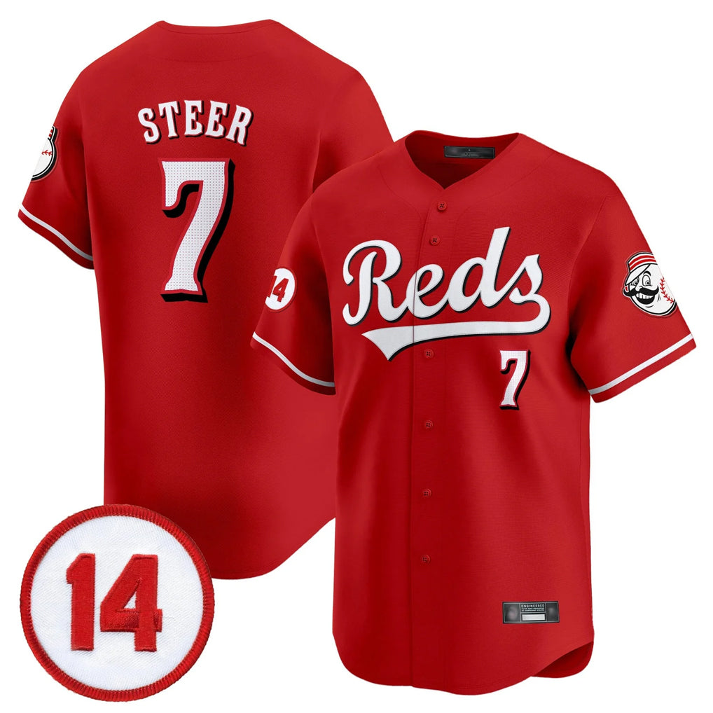 Cincinnati Reds #7 Spencer Steer Player Red MIKSHPS Vapor Premier Limited Home Stitched Jerseys